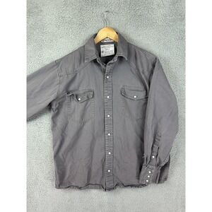 Just In Trend FR Work Shirt Mens Large Gray Snap Flame Resistant NFPA 2112 HRC 2
